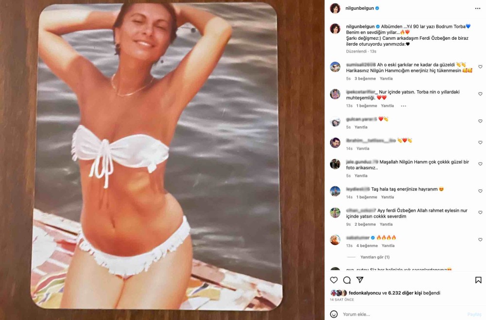 nilgun belgun un beyaz bikinili 90 lar nostalji paylasimi begeni topladi